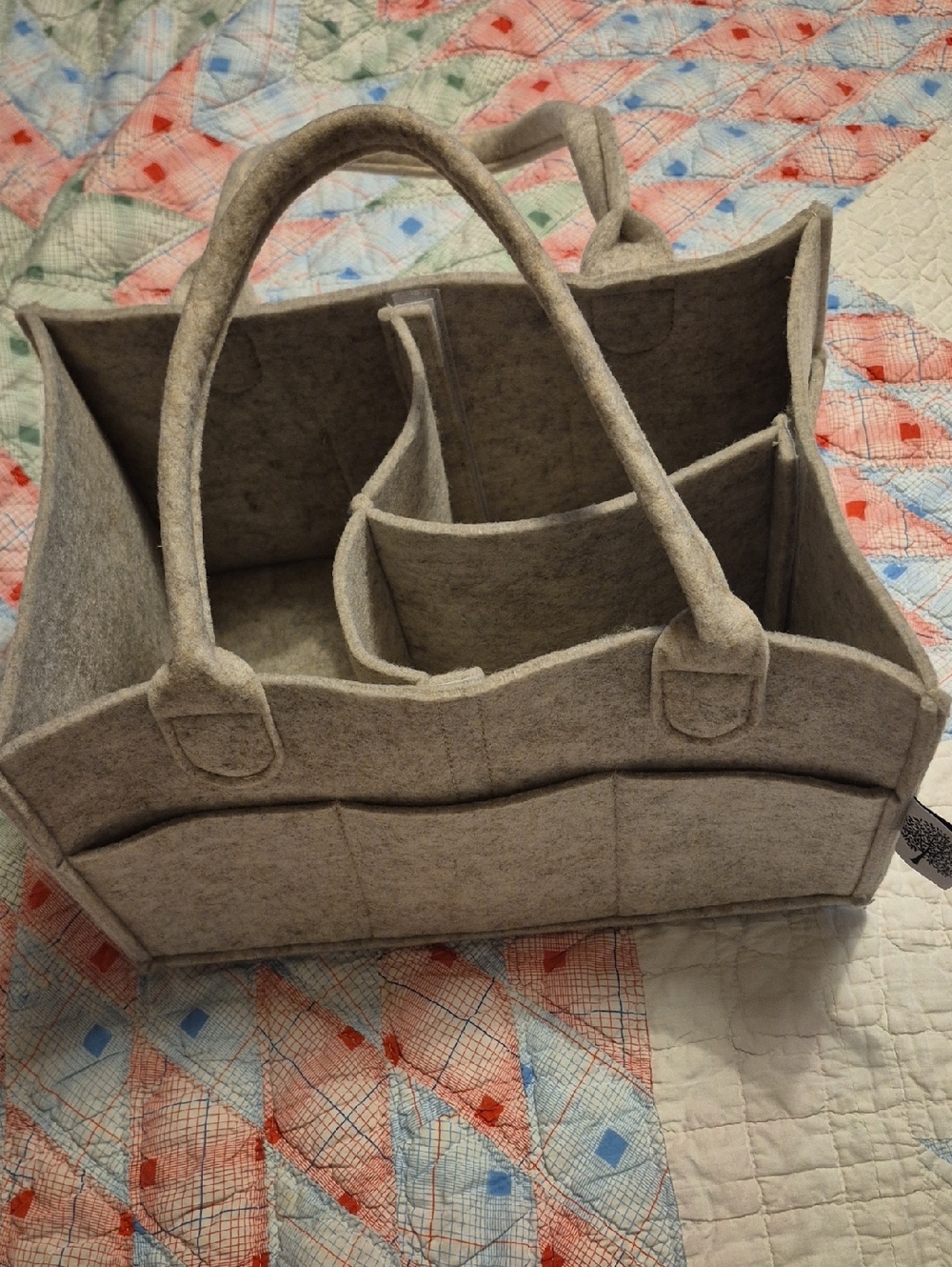 Parker Oatmeal Felt Organizer Tote with Handles